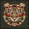 Carré / panneau en jacquard Sherekan motif Tigre fond kaki