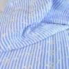 Coton brodé rayures bleu & blanc – effet lin