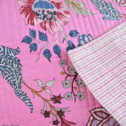 Coton matelassée Bloom motif fleurs Indienne rose