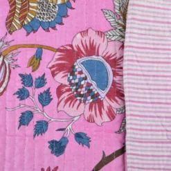 Coton matelassée Bloom motif fleurs Indienne rose