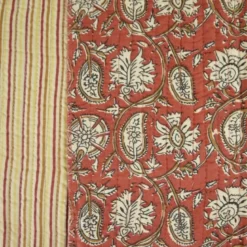 Coton matelassée Kaby motif fleurs Indienne fond terracotta