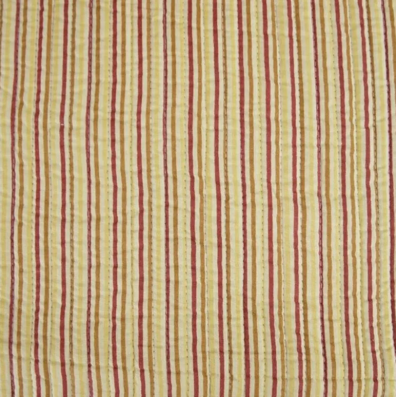 Coton matelassée Kaby motif fleurs Indienne fond terracotta