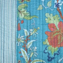 Coton matelassée Nako motif fleurs Indienne Bleu