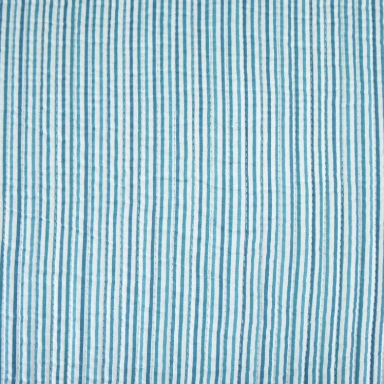 Coton matelassée Nako motif fleurs Indienne Bleu