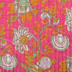 Coton matelassée Palolem motif fleurs Indienne fuchsia