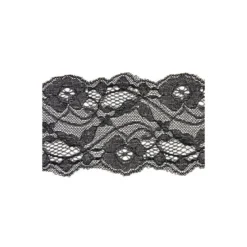 Dentelle florale extensible noire 80mm