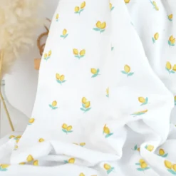 Double gaze bio Poppy à motif citrons - OEKO TEX