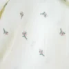 Double gaze brodée Anne-Sophie petites fleurs fond blanc cassé - OEKO TEX