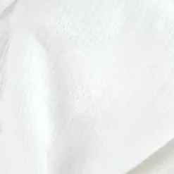 Double gaze brodée Evana motif fleurs fond blanc naturel - OEKO TEX