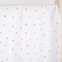 Double gaze Coreo motif coeurs rouges fond blanc - OEKO TEX