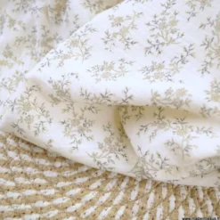 Double gaze de coton Bio & OEKO TEX Colette motifs fleurs fond Ecru