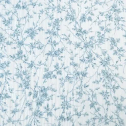 Double gaze de coton Bio & OEKO TEX Jeannine motifs fleurs bleues Bridgerton