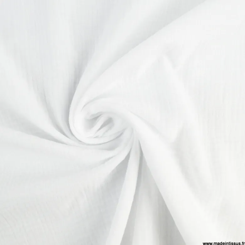 Double gaze de coton Bio uni Blanc -OEKO TEX