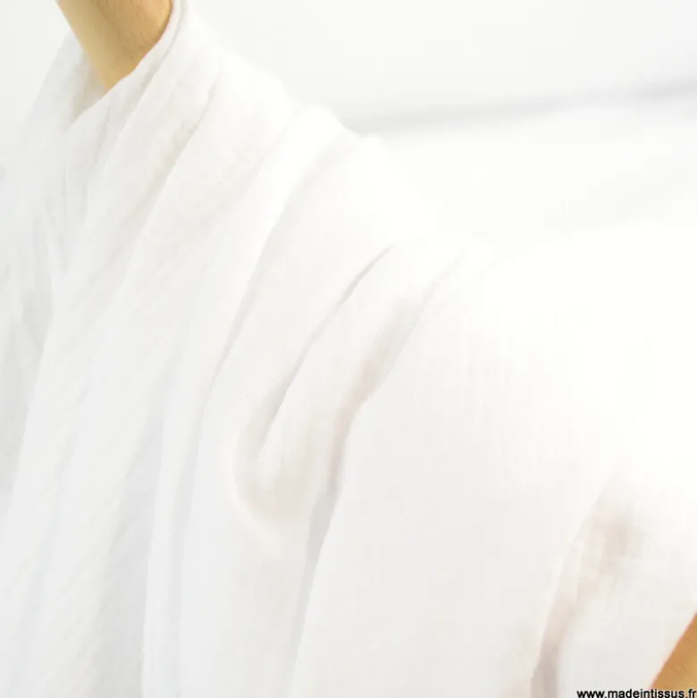 Double gaze de coton Bio uni Blanc -OEKO TEX