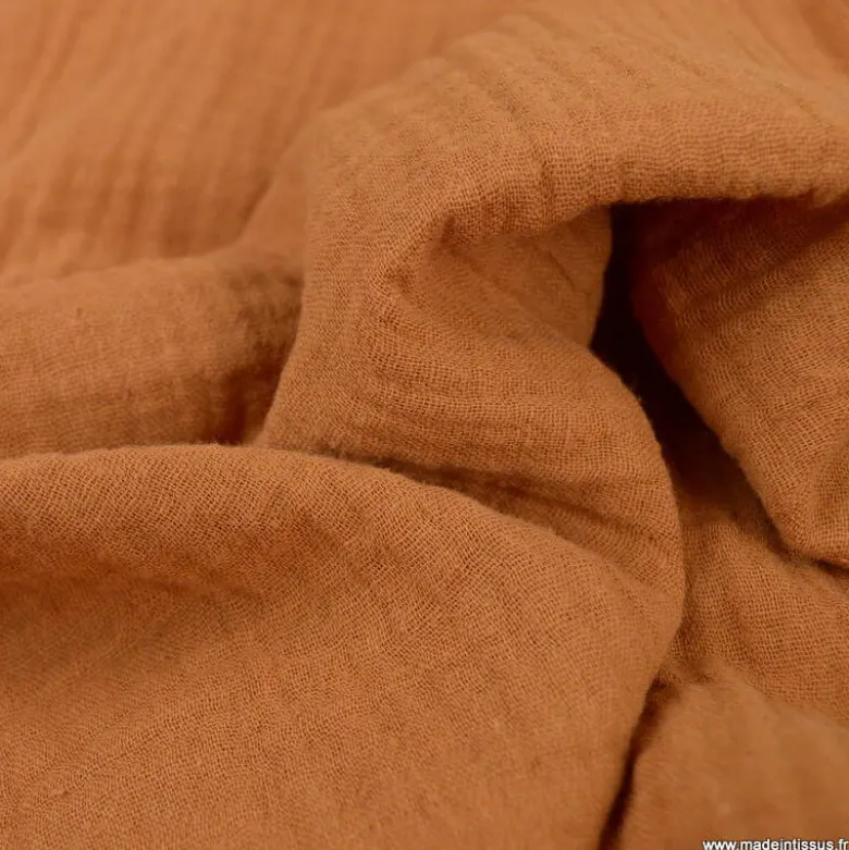 Double gaze de coton Bio uni Camel -OEKO TEX