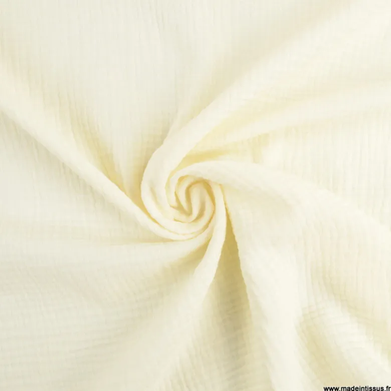 Double gaze de coton Bio uni Ecru -OEKO TEX