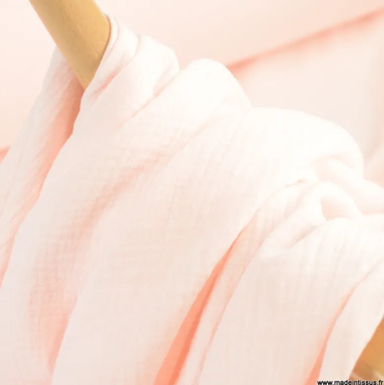 Double gaze de coton Bio uni rose -OEKO TEX