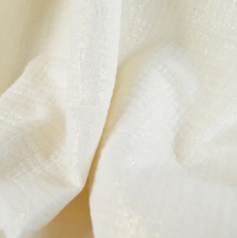 Double gaze de coton irisé Lurex fond Ecru -OEKO TEX