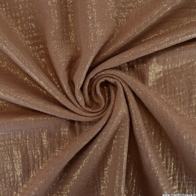 Double gaze de coton irisé Lurex Cognac -OEKO TEX