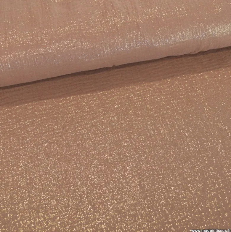 Double gaze de coton irisé Lurex Cognac -OEKO TEX