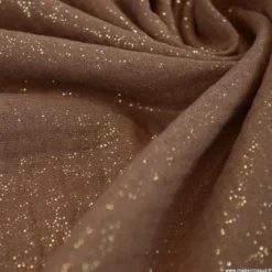 Double gaze de coton irisé Lurex Cognac -OEKO TEX