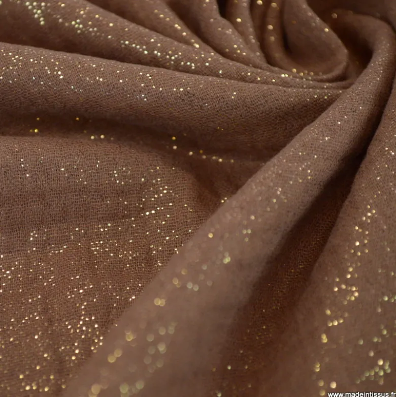 Double gaze de coton irisé Lurex Cognac -OEKO TEX