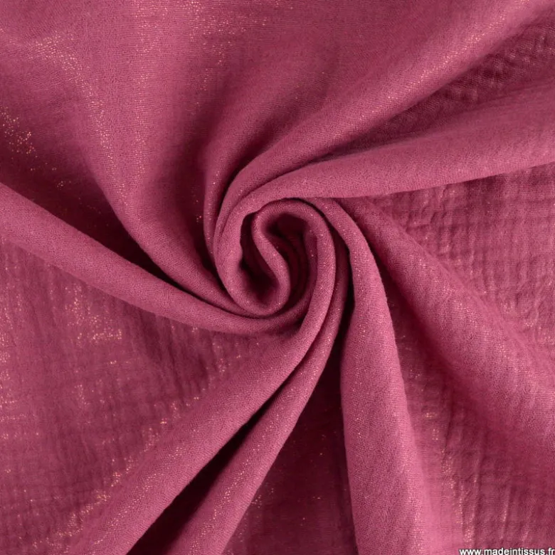 Double gaze de coton irisé Lurex fond cerise -OEKO TEX