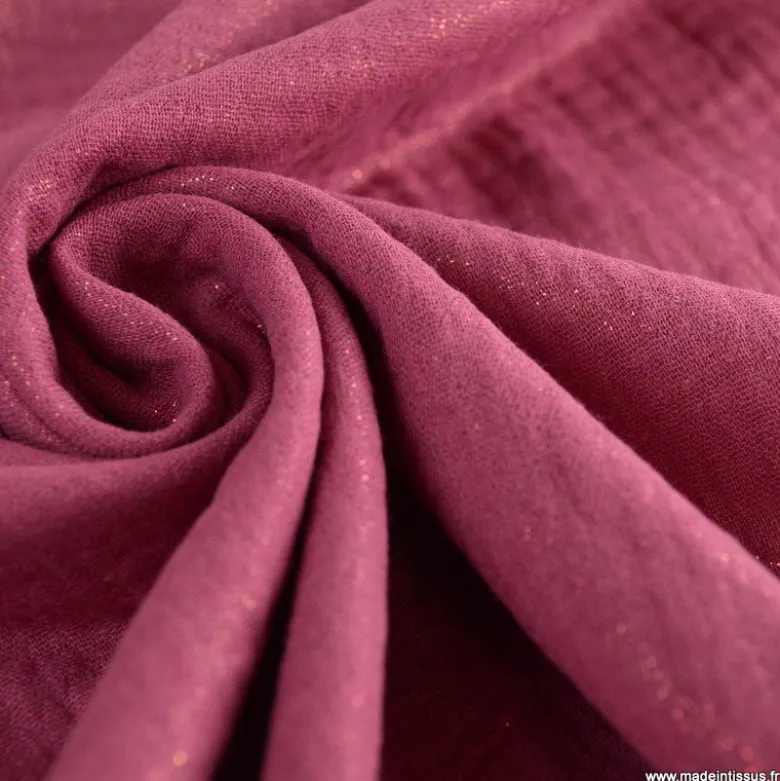 Double gaze de coton irisé Lurex fond cerise -OEKO TEX