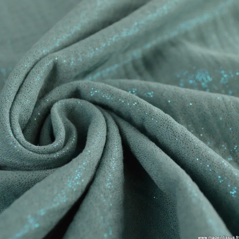 Double gaze de coton irisé Lurex fond Vert céladon -OEKO TEX