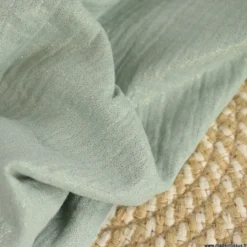 Double gaze de coton irisé Lurex fond Vert Tilleul -OEKO TEX