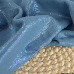Double gaze de coton irisé Lurex fond Bleu indigo -OEKO TEX