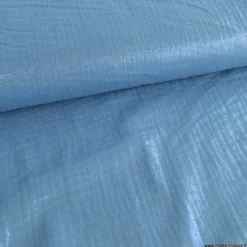 Double gaze de coton irisé Lurex fond Bleu indigo -OEKO TEX