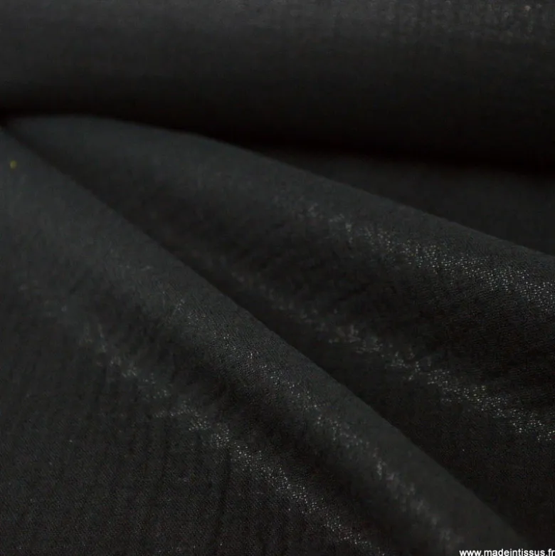 Double gaze de coton irisé Lurex fond Noir -OEKO TEX