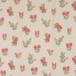 Double gaze Fergie motif fleurs fond écru - OEKO TEX