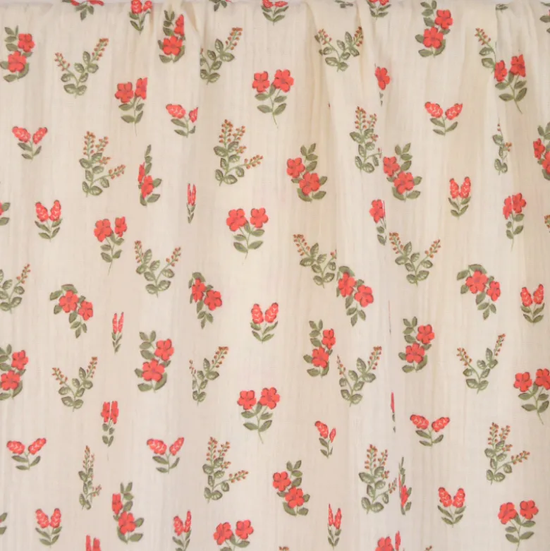 Double gaze Fergie motif fleurs fond écru - OEKO TEX