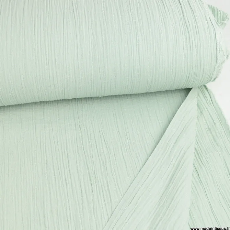 Double gaze grande largeur coloris Vert de gris (280cm) - OEKO TEX