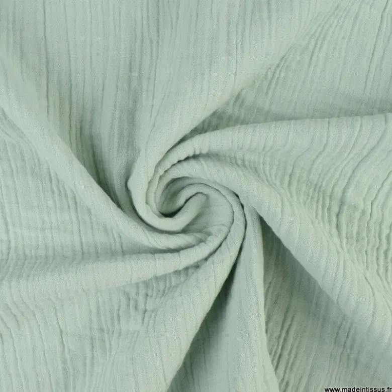 Double gaze grande largeur coloris Vert de gris (280cm) - OEKO TEX