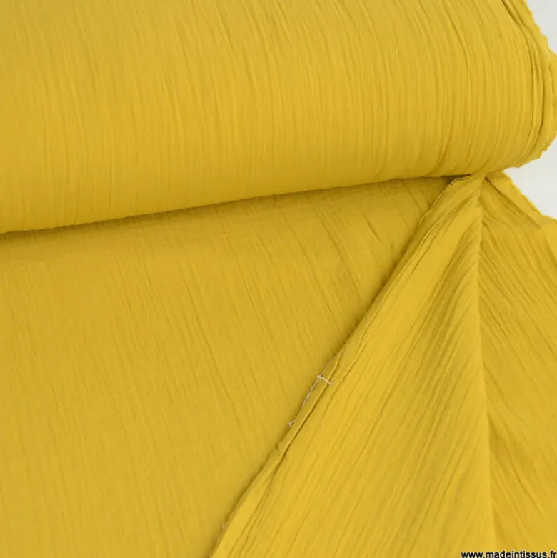 Double gaze grande largeur coloris Moutarde (280cm) - OEKO TEX