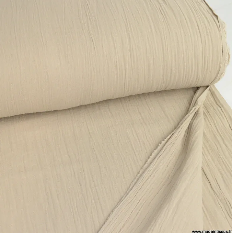 Double gaze grande largeur coloris Galet (240cm) - OEKO TEX