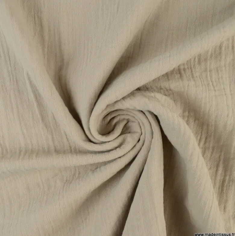 Double gaze grande largeur coloris Galet (240cm) - OEKO TEX