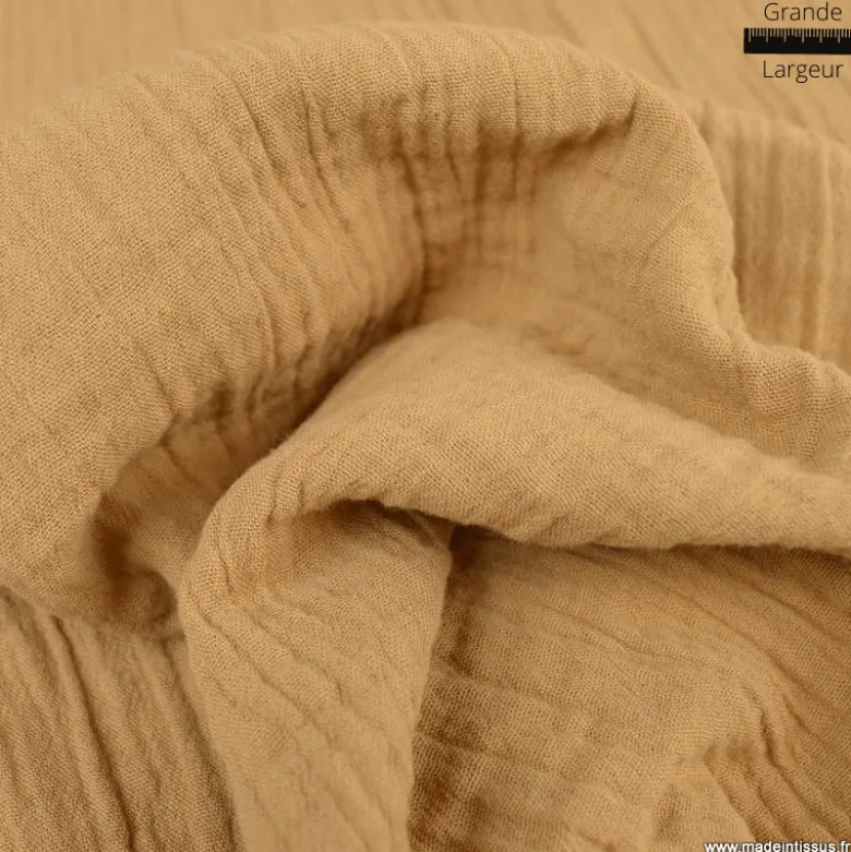 Double gaze grande largeur coloris Camel (280cm) - OEKO TEX