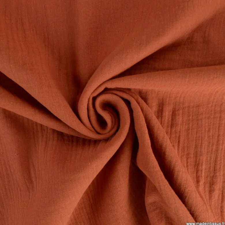 Double gaze grande largeur coloris Terracotta (280cm) - OEKO TEX