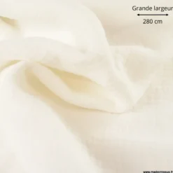Double gaze grande largeur coloris Blanc cassé Milk (280cm) - OEKO TEX