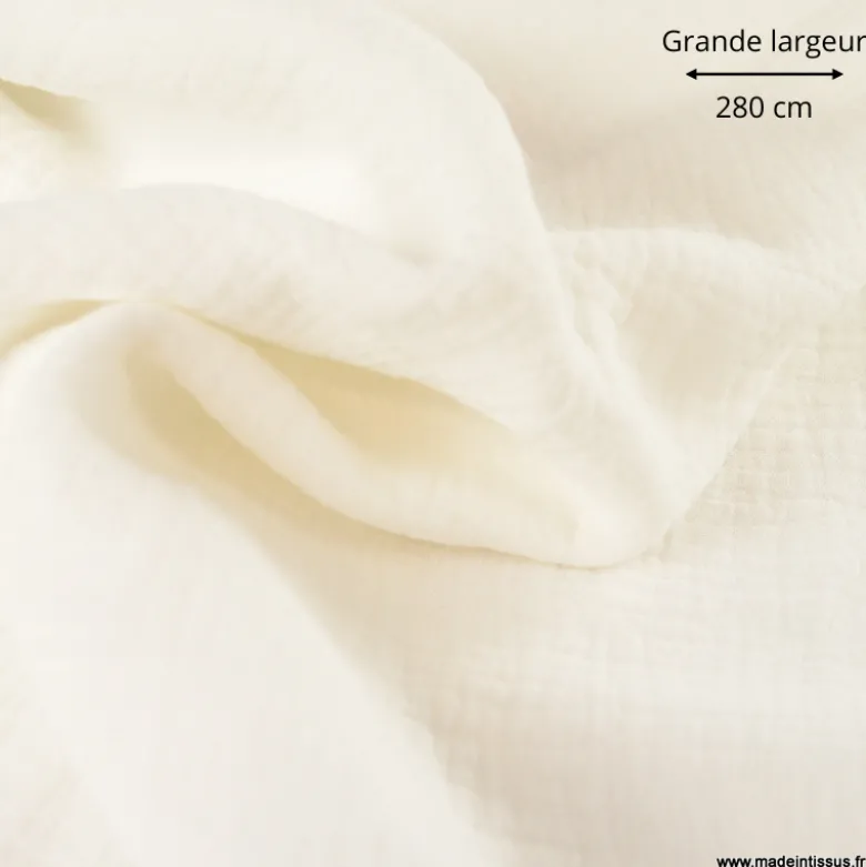 Double gaze grande largeur coloris Blanc cassé Milk (280cm) - OEKO TEX