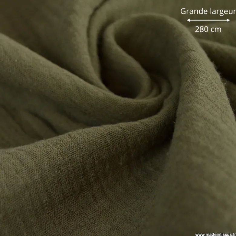 Double gaze grande largeur coloris Kaki (280cm) - OEKO TEX