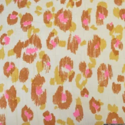 Double gaze Karula motif léopard fond écru - OEKO TEX