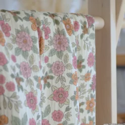 Double gaze marion motifs fleurs roses - exclusivité made in tissus