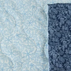 Double gaze matelassée motif fleur d'inspi Indienne Bleu