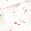 Double gaze motif grandes cerises fond blanc - OEKO TEX