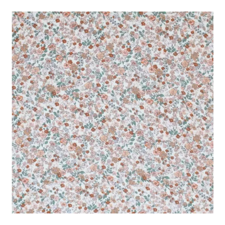 Double gaze motifs fleurs Cacao et vert